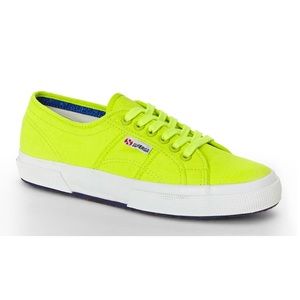 Superga Neon Yellow Canvas Lace Up Cotu Sneakers